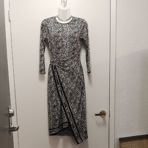 Michael Kors Zebra Print Faux Wrap Midi Dress